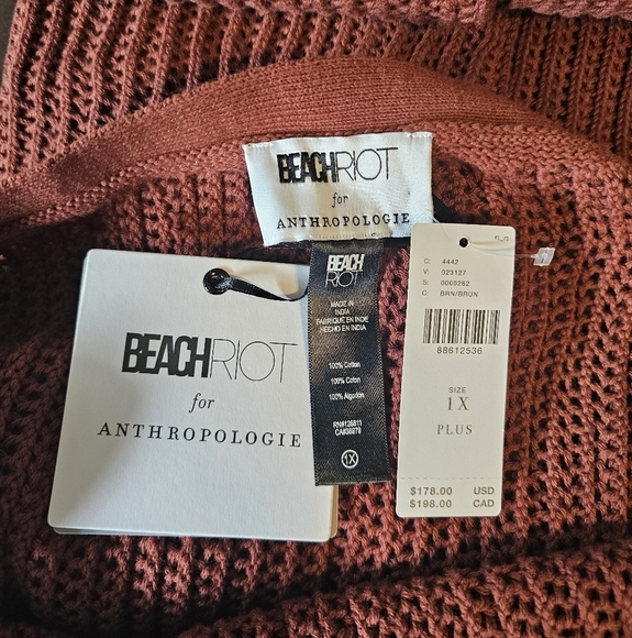 Beach Riot for Anthropologie Halter Crochet Cover-Up Dress, Reddish Brown, 1X - Picture 13 of 14